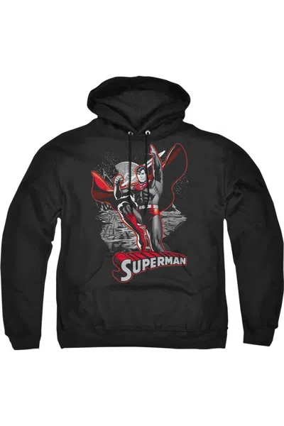Gildan Justice League Of America Superman Red & Gray Adult Pull Over Hoodie / Hooded Sweatshirt In Black