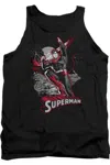 Gildan Justice League Of America Superman Red & Gray Adult Tank Top In Black