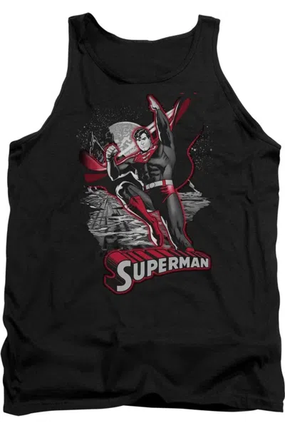 Gildan Justice League Of America Superman Red & Gray Adult Tank Top In Black