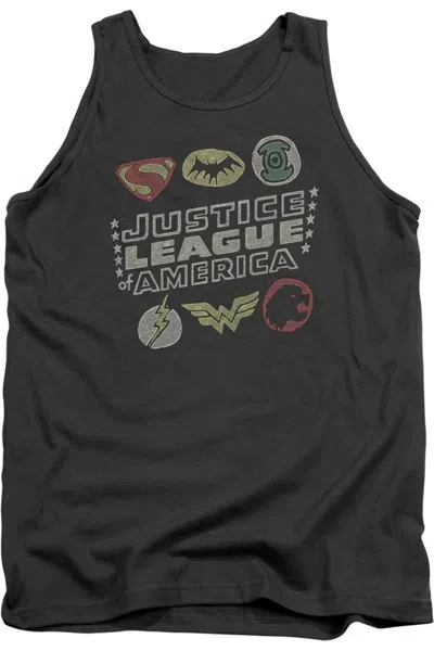 Gildan Justice League Of America Symbols Adult Tank Top In Pink