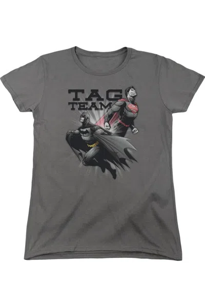Gildan Justice League Of America Tag Team Short Sleeve Womens Tee / T-shirt In Pink