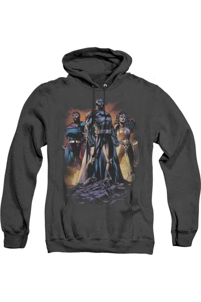 Gildan Justice League Of America Take A Stand Adult Heather Hoodie / Hooded Sweatshirt In Black