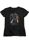 Gildan Justice League Of America Take A Stand Short Sleeve Womens Tee / T-shirt In Black