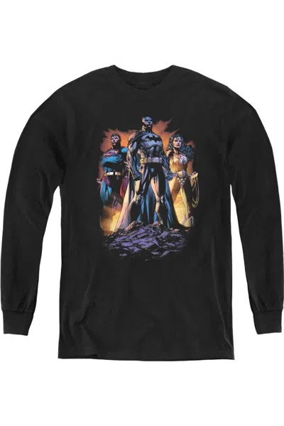Gildan Kids' Justice League Of America Take A Stand Youth Long Sleeve Tee / T-shirt In Black