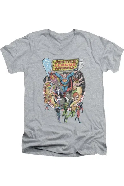 Gildan Justice League Of America Team Up Short Sleeve Adult V Neck Premium Cotton Tee / T-shirt In Multi