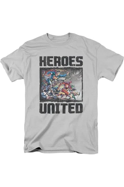 Gildan Justice League Of America The Charge Short Sleeve Adult Tee / T-shirt In Silver