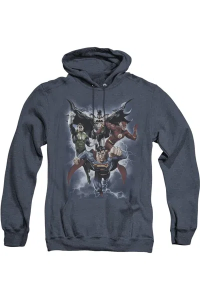 Gildan Justice League Of America The Coming Storm Adult Heather Hoodie / Hooded Sweatshirt In Blue