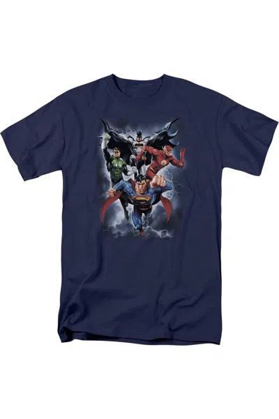 Gildan Justice League Of America The Coming Storm Short Sleeve Adult Tee / T-shirt In Blue
