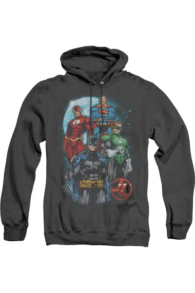 Gildan Justice League Of America The Four Adult Heather Hoodie / Hooded Sweatshirt In Black