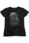 Gildan Justice League Of America The Four Short Sleeve Womens Tee / T-shirt In Black