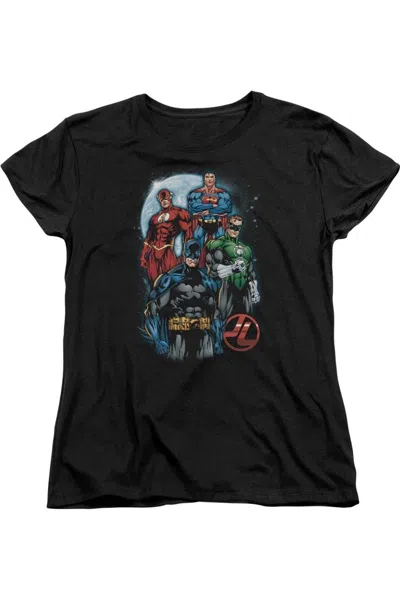Gildan Justice League Of America The Four Short Sleeve Womens Tee / T-shirt In Black