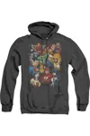 Gildan Justice League Of America The Leagues All Here Adult Heather Hoodie / Hooded Sweatshirt In Black