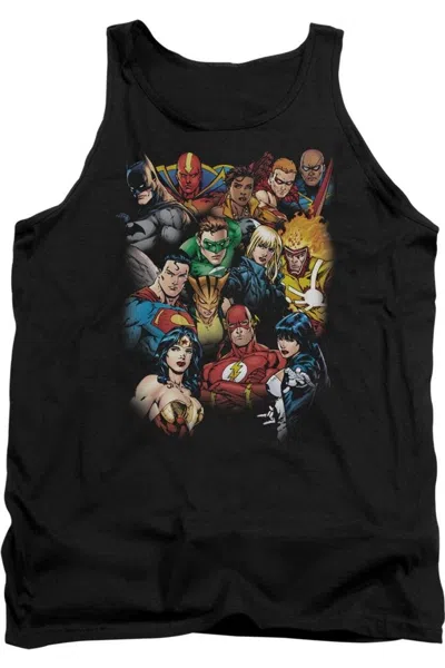 Gildan Justice League Of America The Leagues All Here Adult Tank Top In Black