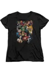 Gildan Justice League Of America The Leagues All Here Short Sleeve Womens Tee / T-shirt In Black