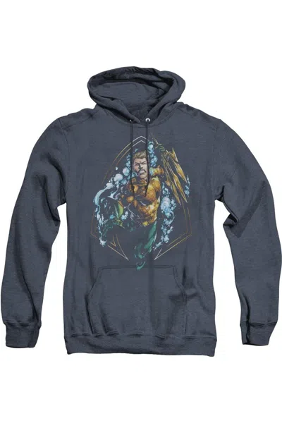 Gildan Justice League Of America Thrashing Adult Heather Hoodie / Hooded Sweatshirt In Blue