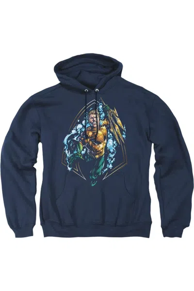 Gildan Justice League Of America Thrashing Adult Pull Over Hoodie / Hooded Sweatshirt In Blue