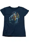 Gildan Justice League Of America Thrashing Short Sleeve Womens Tee / T-shirt In Blue