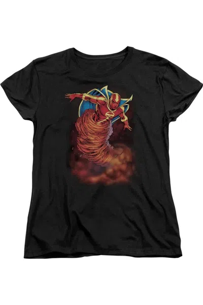 Gildan Justice League Of America Tornado Cloud Short Sleeve Womens Tee / T-shirt In Black