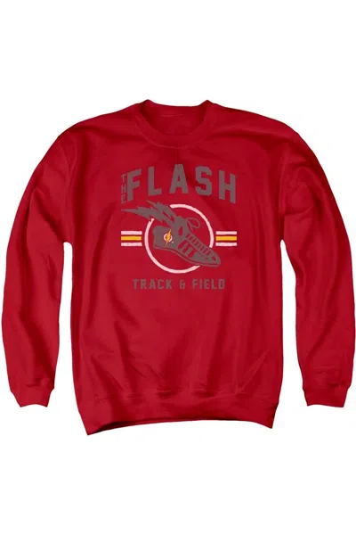 Gildan Justice League Of America Track And Field Adult Crewneck Sweatshirt In Red
