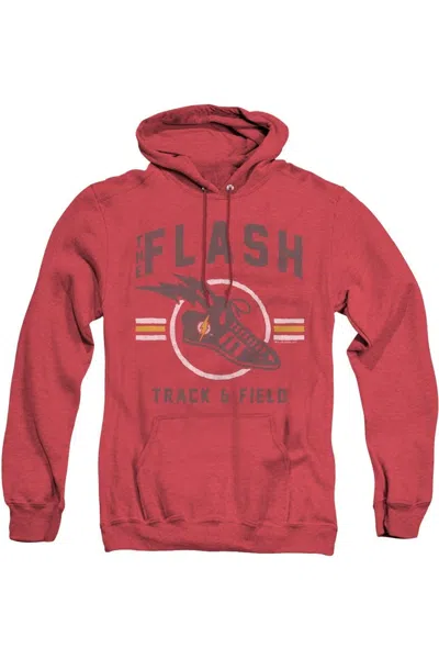 Gildan Justice League Of America Track And Field Adult Heather Hoodie / Hooded Sweatshirt In Red