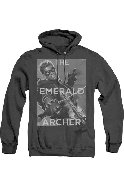 Gildan Justice League Of America Trigger Adult Heather Hoodie / Hooded Sweatshirt In Black