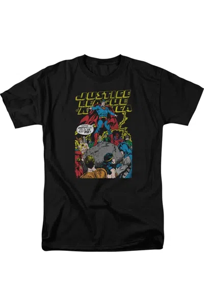 Gildan Justice League Of America Ultimate Scarifice Short Sleeve Adult V Neck Premium Cotton Tee / T-shirt In Black
