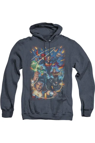Gildan Justice League Of America Under Attack Adult Heather Hoodie / Hooded Sweatshirt In Gray