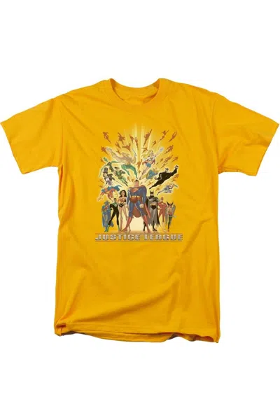 Gildan Justice League Of America United Short Sleeve Adult Tee / T-shirt In Gold