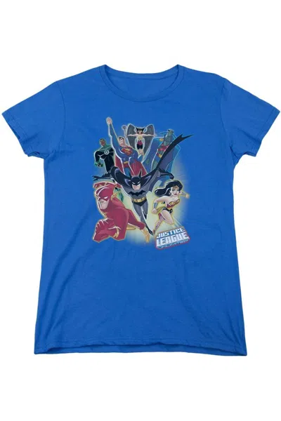 Gildan Justice League Of America Unlimited Short Sleeve Womens Tee / T-shirt In Blue