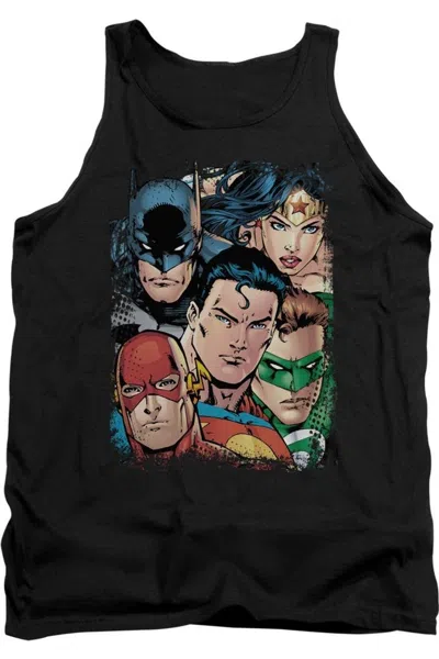 Gildan Justice League Of America Up Close And Personal Adult Tank Top In Black