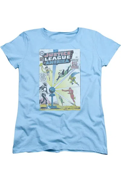 Gildan Justice League Of America Vintage Cover 12 Short Sleeve Womens Tee / T-shirt In Blue