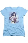 Gildan Justice League Of America Warrior Short Sleeve Womens Tee / T-shirt In Blue