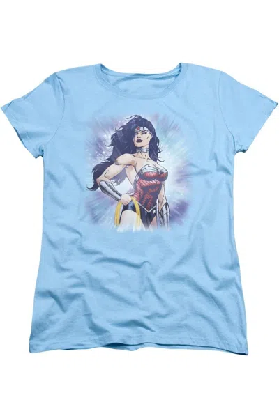 Gildan Justice League Of America Warrior Short Sleeve Womens Tee / T-shirt In Blue