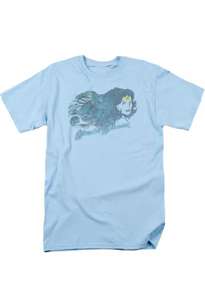 Gildan Justice League Of America Watercolor Hair Short Sleeve Adult Tee / T-shirt In Blue