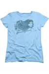 Gildan Justice League Of America Watercolor Hair Short Sleeve Womens Tee / T-shirt In Blue