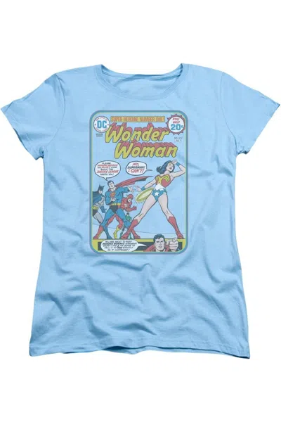 Gildan Justice League Of America Wonder Woman #212 Cover Short Sleeve Womens Tee / T-shirt In Blue