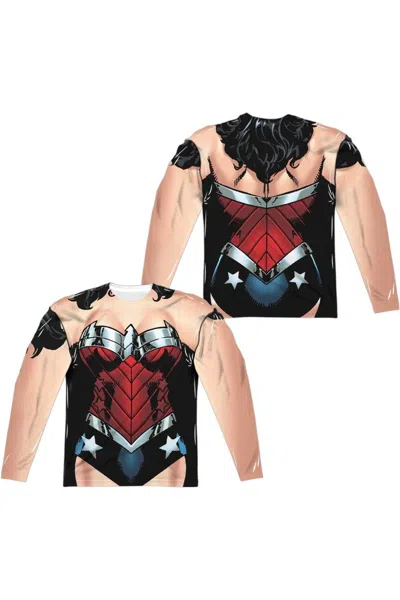 Gildan Justice League Of America Wonder Woman 52 (front/back Print) Long Sleeve Adult Poly Crew Tee / T-shi In Multi