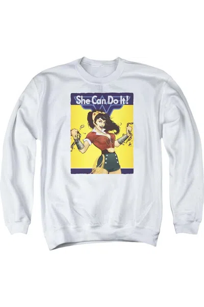 Gildan Justice League Of America Wonder Woman Bombshell Adult Crewneck Sweatshirt In White