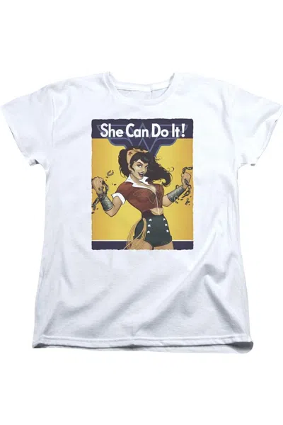 Gildan Justice League Of America Wonder Woman Bombshell Short Sleeve Womens Tee / T-shirt In White