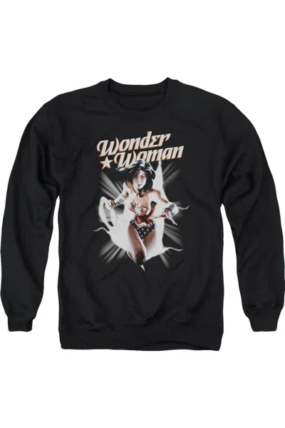 Gildan Justice League Of America Wonder Woman Break Out Adult Crewneck Sweatshirt In Black