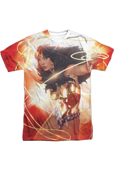 Gildan Justice League Of America Wonder Woman Glow Short Sleeve Adult Poly Crew Tee / T-shirt In White
