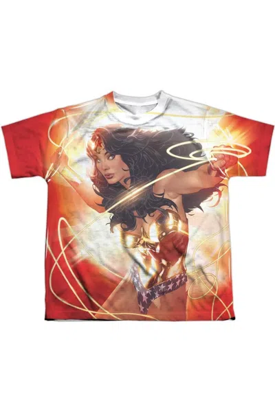 Gildan Kids' Justice League Of America Wonder Woman Glow Short Sleeve Youth Poly Crew Tee / T-shirt In Multi