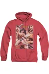 Gildan Justice League Of America Wonder Woman Panels Adult Heather Hoodie / Hooded Sweatshirt In Red
