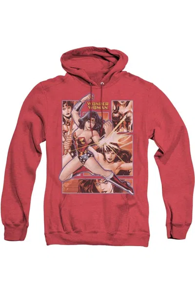 Gildan Justice League Of America Wonder Woman Panels Adult Heather Hoodie / Hooded Sweatshirt In Red