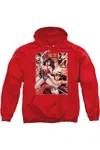 Gildan Justice League Of America Wonder Woman Panels Adult Pull Over Hoodie / Hooded Sweatshirt In Red
