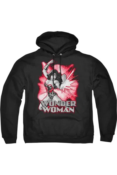 Gildan Justice League Of America Wonder Woman Red & Gray Adult Pull Over Hoodie / Hooded Sweatshirt In Black
