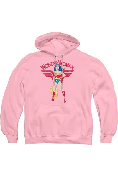 Gildan Justice League Of America Wonder Woman Sparkle Adult Pull Over Hoodie / Hooded Sweatshirt In Pink