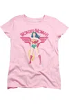 Gildan Justice League Of America Wonder Woman Sparkle Short Sleeve Womens Tee / T-shirt In Pink