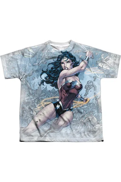 Gildan Kids' Justice League Of America Wonder Woman Warrior Short Sleeve Youth Poly Crew Tee / T-shirt In White