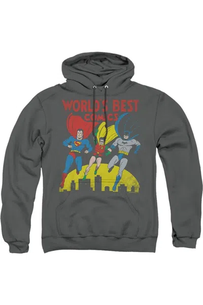 Gildan Justice League Of America World's Best Adult Pull Over Hoodie / Hooded Sweatshirt In Pink